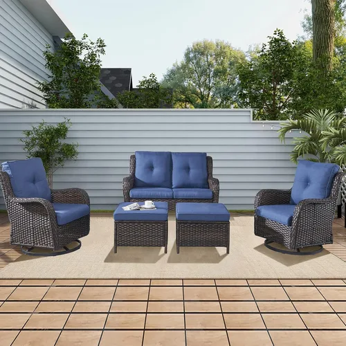Vista 51 de Rilyson Sofá de mimbre para patio al aire libre, capacidad de peso de 900 libras, sofá grande de mimbre de 3 plazas con cojines de asiento de 4