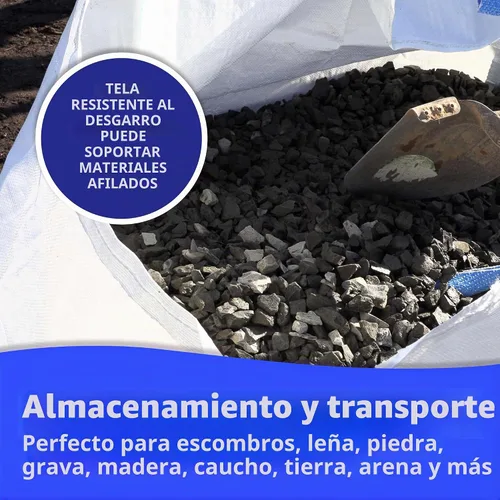 Vista 4 de DURASACK Bolsas de basura resistentes para constructores, 378 l, blancas, tejidas, de polipropileno, para demolición y construcción, con capacidad