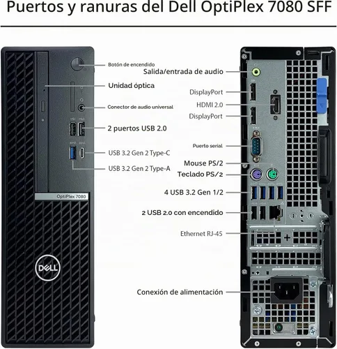 Vista 4 de Dell Computadora de escritorio Optiplex 7080 SFF Core i5-10th RAM DDR4 de 16 GB Estado sólido SSD de 1 TB Windows 11 Pro (renovado)