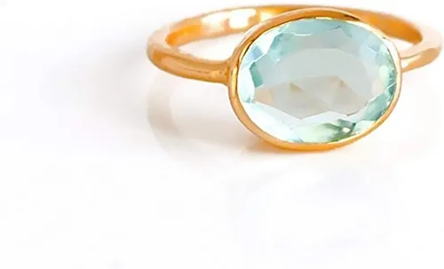 Vista 139 de Oval Birthstone Ring Bezel Set in Vermeil Gold, Sterling Silver, or Rose Gold, Stacking Birthstone Ring [rOMB]
