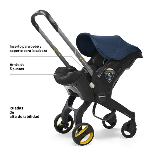 Vista 3 de Doona - Asiento de automóvil y cochecito, Azul profundo - Sistema de viaje todo en uno
