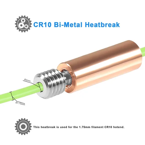 Vista 4 de 5 piezas CR10 bimetálico Heatbreak, actualización suave todo metal bimetálico cobre titanio Heatbreak garganta alta temperatura para Creality 3D