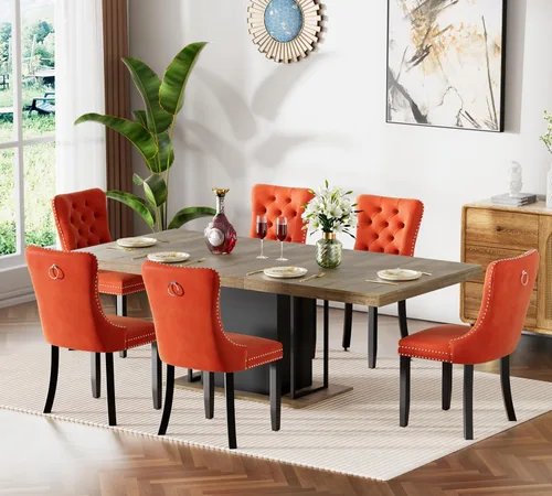 Vista 36 de Mesa de comedor extensible de 78.74 pulgadas para 6 8 y 10 pulgadas, moderna mesa de comedor extensible de granja con base de doble pedestal, mesa