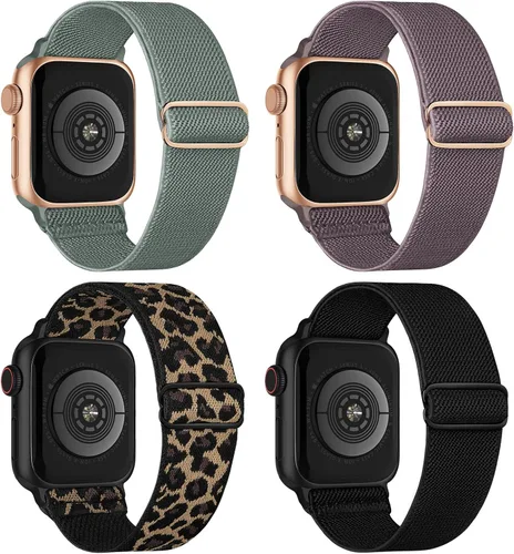 Vista 41 de 4 Pack Stretchy Solo Loop Compatible with Apple Watch Bands Women Men