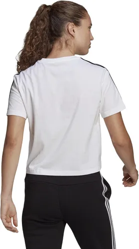 Vista 2 de adidas Camiseta corta de 3 rayas Essentials para mujer, Negro-blanco