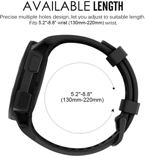 Vista 5 de Compatible con Garmin Instinct Solar/Tactical/Esports/Tide, 0.866 pulgadas de ancho, correa de repuesto de silicona suave para Garmin Instinct 2/2