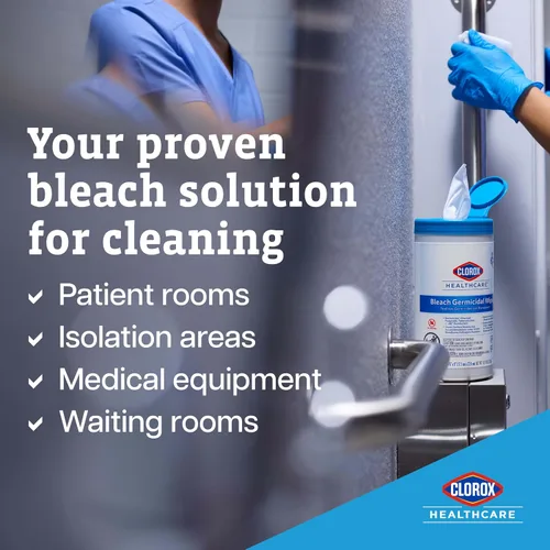 Vista 4 de Clorox Healthcare Toallitas Germicidas con Lejía, 12" x 12", Recarga para Cubo, Bolsa de 110 Unidades (El Paquete Puede Variar)