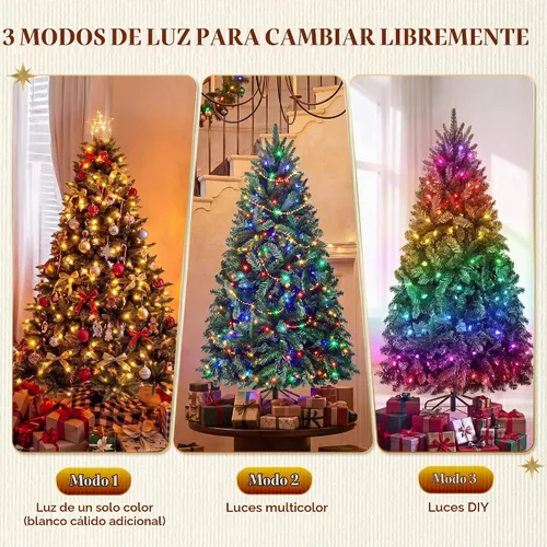 Vista 8 de HOLLO STAR Árbol de Navidad preiluminado de 4.5 pies, luces RGBW multicolor Control de aplicación, árbol de Navidad artificial con 197 luces LED