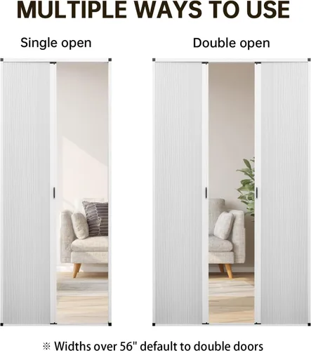 Vista 7 de MaKefeile Puerta celular plegable de acordeón sin perforaciones para puertas celulares, puertas correderas para dormitorios, pasillos, divisores