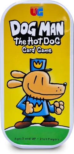 Vista 2 de University Games Dog Man Hot Dog - Juego de Cartas en Lata, El Juego de Colección Rápido y Frenético para Niños con Arte de los Libros de Dog Man