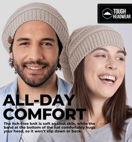 Vista 36 de Slouchy Cable tejido Gorro de lana por Tough Headwear – Gorro de lana de gran tamaño Sombreros Gorros Graves Sombreros Para Hombres y Mujeres