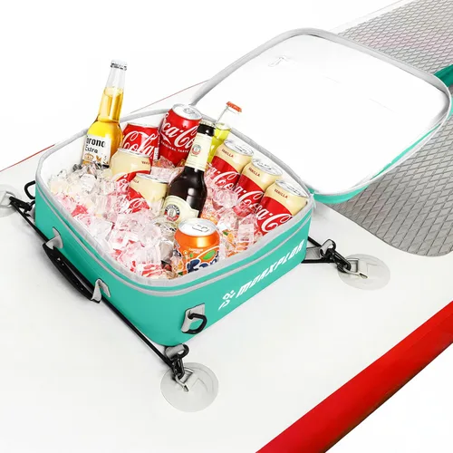 Vista 15 de MORXPLOR Bolsa térmica impermeable de PVC para paddleboard, 12 latas, enfriador aislado suave para paddleboard, camping, kayak