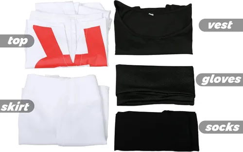Vista 7 de DAZCOS Disfraz de anime para mujer, talla estadounidense, con guantes y calcetines, Blanco