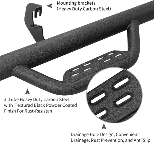Vista 3 de Estribos compatibles con Ford F250 F350 F450 F550 Super Duty Cab Regular Cab 2 modelos de una sola puerta, escalones laterales desplegables de acero