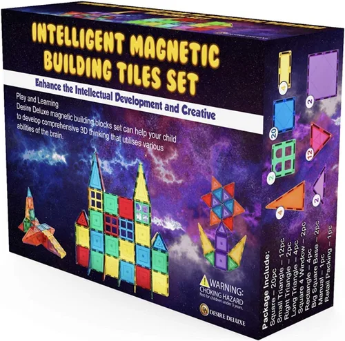Vista 8 de Bloques de construcción de azulejos magnéticos, bloques magnéticos educativos STEM para niños, creatividad, aprendizaje preescolar, juguetes