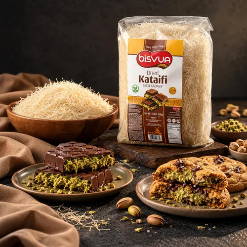 Vista 6 de BISVUA Masa filo rallada Kataifi seca, 17.6 onzas, caja de 12 paquetes
