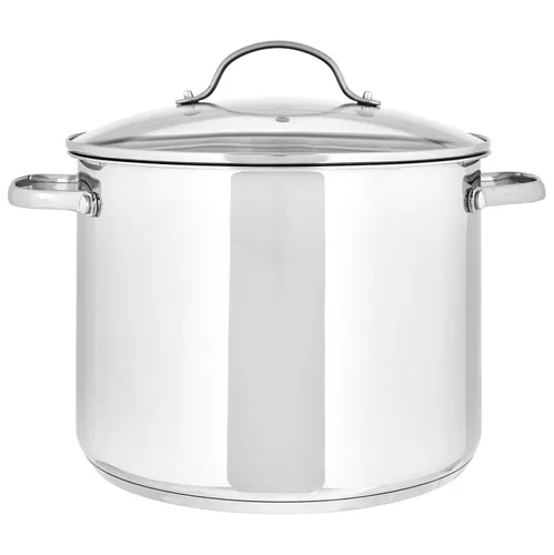 Vista 2 de Amazon Basics Olla de acero inoxidable con tapa, 8 cuartos de galón, calefacción uniforme, fácil de limpiar, color plateado