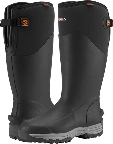 Vista 5 de HISEA Botas de lluvia de goma para hombre, botas de caza aisladas, botas de trabajo de neopreno impermeables para pesca agrícola, 6