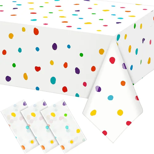 Vista 11 de Mindsoft 3 piezas de decoración de fiesta de cumpleaños con diseño de helado y sprinkles, mantel desechable con diseño de dona, mantel de plástico
