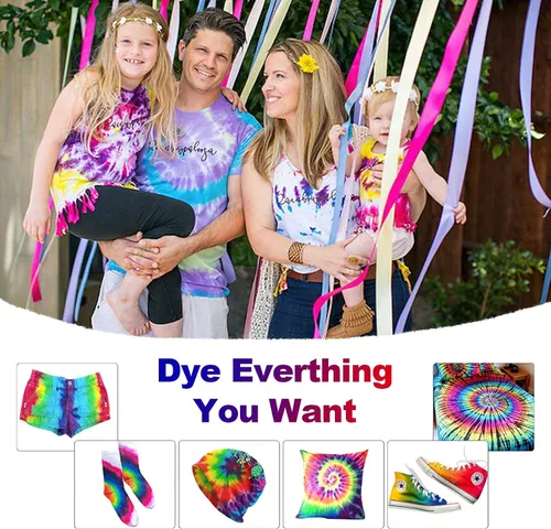 Vista 5 de Kit grande de teñido anudado para niños y adultos – Paquete de 239 kits permanentes de teñido anudado para ropa, manualidades, tela, textil, fiesta