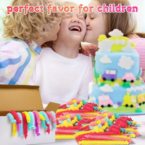 Vista 4 de Chivao Paquete de 50 Juguetes Fidget de Cuerda Elástica a Granel Juguetes Sensoriales de Animales para Niños y Adultos Gusanos Fidget Coloridos