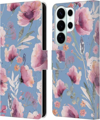 Vista 157 de Head Case Designs Officially Licensed Ninola Abstract Poppies Lilac Floral Leather Wallet Case Compatible with Samsung Galaxy A07 4G