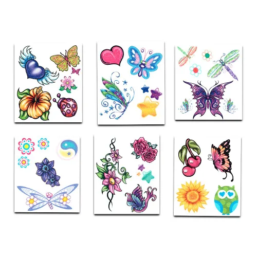 Vista 3 de Savvi Glitter Tatuajes, 50 diseños deslumbrantes, ¡Corazones, Mariposas, Flores, y más! Butterfly Tattoos, Hearts, Flowers, and More Waterproof