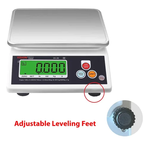 Vista 4 de VisionTechShop VK-2D - Báscula de cocina de alimentos de alta calidad de 0.00 oz, conmutable en libras/oz/kg/g, báscula de alimentos con placa