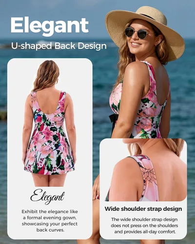Vista 5 de Wantdo - Traje de baño para mujer con diseño floral Flor de pájaro.