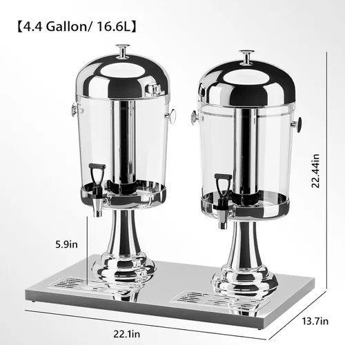 Vista 8 de ROVSUN Dispensador de bebidas de 4.4 galones/16.6L para fiestas, dispensador de bebidas con soporte, dispensador de bebidas de acero inoxidable