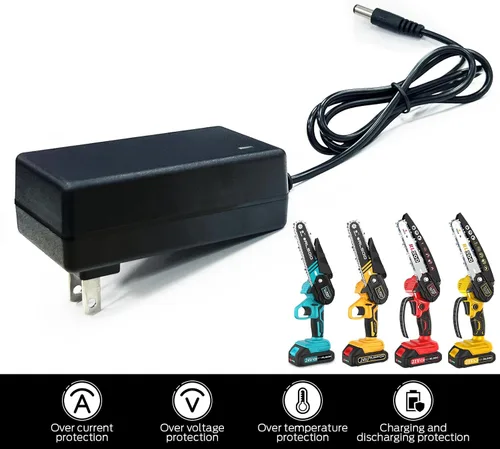 Vista 2 de Cargador de batería para mini motosierra de 4 y 6 pulgadas, cargador de batería de litio, accesorios de motosierra portátil eléctrica eléctrica