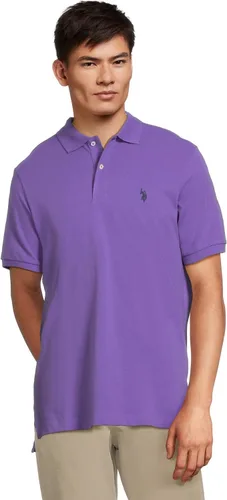 Vista 94 de Polo de piqué de algodón sólido para hombre con pequeño Pony Gris jaspeado