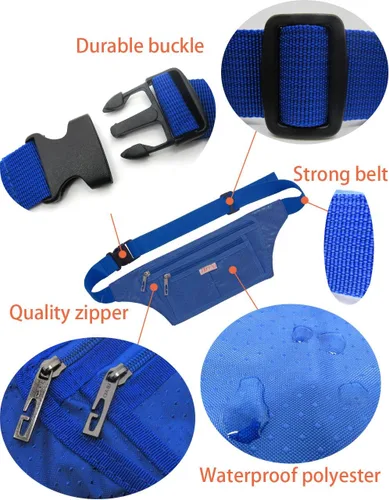 Vista 26 de Bolsa de cintura ultrafino con ranuras c/visualización para tarjeta de crédito, para deportes, aire libre, correr, caminar, viajes.