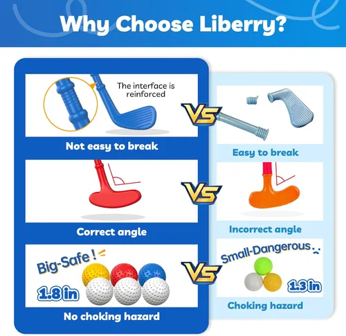 Vista 2 de Liberry Juego de Golf para Niños Pequeños de 2, 3 y 4 años Niños Niñas, Juego Mejorado de Palos de Golf para Niños con Carrito, Tapete de Putting
