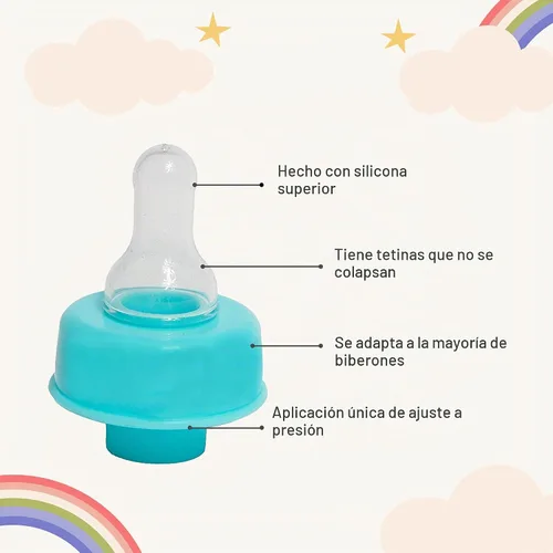 Vista 4 de Refresh-a-Baby - Adaptador de pezón reutilizable para biberón, convierte instantáneamente cualquier biberón en un sorbo con pezones de silicona Azul