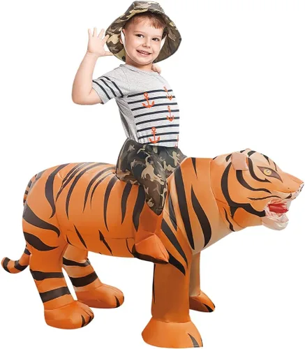 Vista 6 de GOOSH Disfraz inflable de tigre para niños, disfraces de Halloween para niños y niñas, divertido disfraz inflable para fiesta de Halloween, cosplay