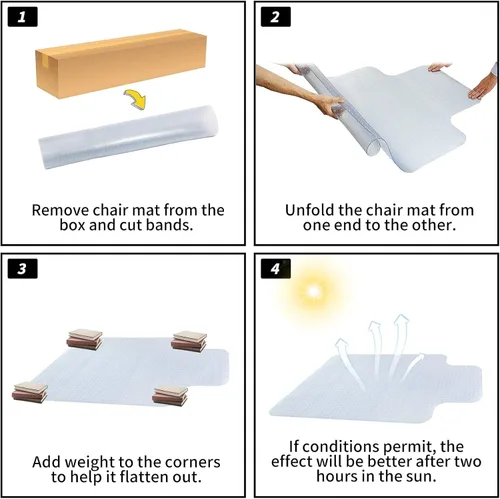 Vista 7 de Alfombrilla protectora para silla para suelo alfombrado con labio, protector de alfombra de PVC de 47 x 36 pulgadas para alfombras de pelo corto