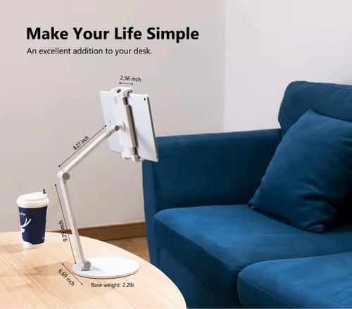 Vista 6 de Inifispce Soporte de tableta ajustable multiángulo y soporte de tableta de aleación de aluminio pesado para pantalla de 4.7 '' a 13'' Microsoft