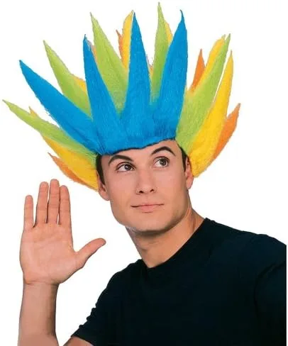 Vista 2 de Rubie's Costume Co - Disfraz de peluca con púas de arcoíris loco