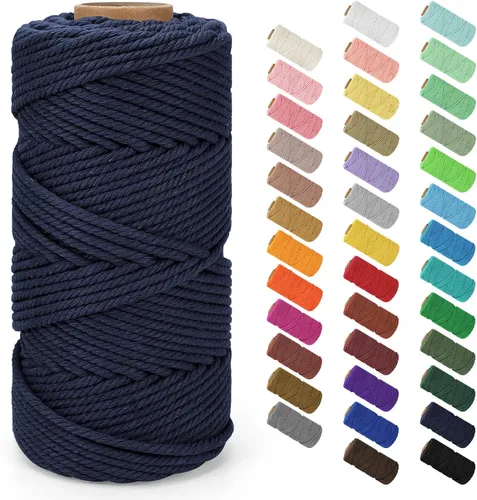 Vista 142 de Cuerda de macramé de 0.079 in x 220 yardas (656 pies), cuerda de algodón natural para colgar en la pared, ganchos de plantas, manualidades Verde