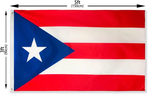 Vista 5 de DANF Bandera de Puerto Rico 3x5 Pies Poliéster Banderas Nacionales Puertorriqueñas Poliéster con Ojales de Latón 3 X 5 Pies