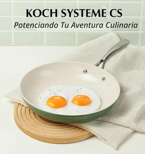 Vista 8 de KOCH SYSTEME CS Sartén antiadherente de 10 pulgadas con tapa, sartén de cerámica antiadherente con mango de acero inoxidable que se mantiene fresco