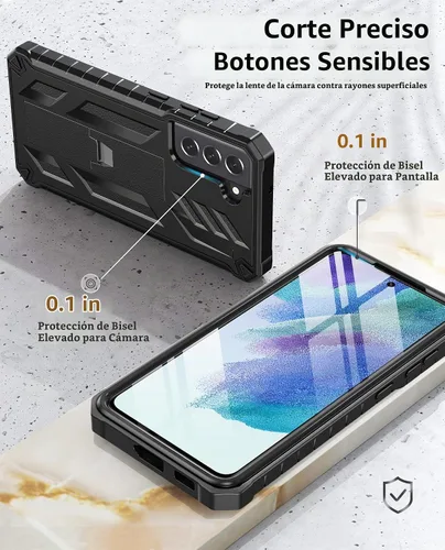 Vista 8 de SOiOS Funda para Samsung Galaxy S21 FE, protector de pantalla incorporado Negro