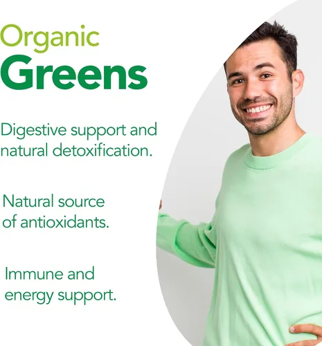 Vista 5 de Organic Greens Complex1350mg Verduras superalimentarias con frutas y verduras 60 Tabletas
