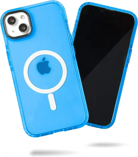 Vista 60 de SteepLab Funda de barrera para iPhone 13, protección de 360 grados que absorbe impactos con bisel elevado y colores llamativos (cielo azul brillante)