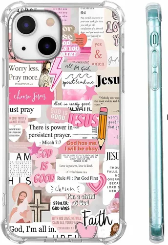 Vista 11 de Funda para Celular con Versículos de la Biblia, Colocación de Citas Cristianas de Jesús, Diseño Collage, Funda Protectora Suave de TPU de Moda