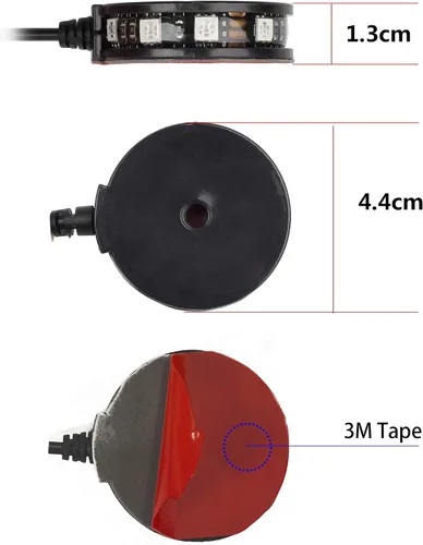 Vista 7 de Juego de 2 luces LED RGB para rueda de motocicleta con control remoto inalámbrico RF de 4 teclas, impermeable, multicolor, luz de neón