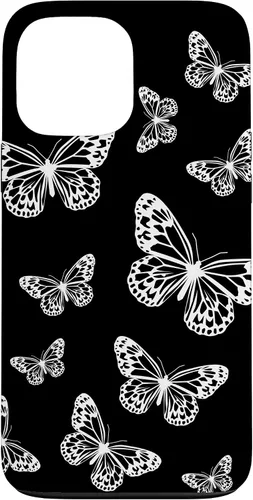 Vista 24 de Cute White Butterflies Black Background Case for iPhone 17