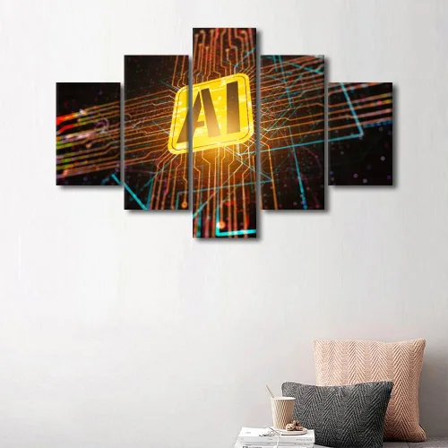 Vista 17 de TUMOVO Arte de pared para oficina C, almacenamiento, imágenes, impresión en lienzo, placa de circuito, tecnología de decoración del hogar, arte