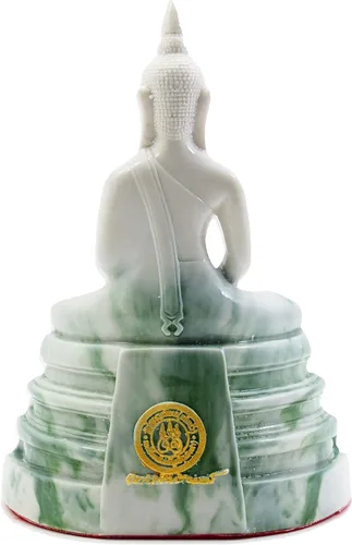 Vista 11 de BUDDHO Estatua de Buda Sothorn de mármol blanco de 6 pulgadas de alto. Estatua de Buda tailandés sentada para decoración del hogar, decoración